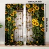 قطعتان، ستائر الربيع والصيف ستائر باب الحظيرة لعباد الشمس ستائر شبه شفافة متينة 100% من نسيج البوليستر متعددة الاستخدامات للون الرمادي،