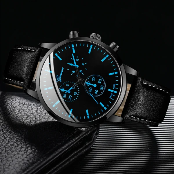 3 قطعة/المجموعة رجال الأعمال ساعات عادية حلقة من الجلد التناظرية الذكور كوارتز ساعة قلادة سوار مجموعة