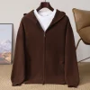 سترة رجالية جديدة بـ 5 ألوان 100% سترة صوف ميرينو، الخريف والشتاء محبوك سترة رجال الأعمال غير الرسمية بأكمام طويلة بقلنسوة