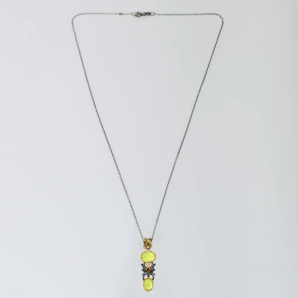 Gold Plated Sterling Silver Spider Charm 18 Inch Chain Necklace Red Garnet Prehnite Gemstone Pendant Classic Dainty Unisex