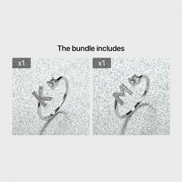 [Silvery Couple Ring] Silvery AZ Letter Ring Initials | Popular Fashion Wedding Love Couple Rings Bridesmaid Gift