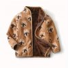 Kids Cartoon Dinosaur Print Polar Fleece Warm Stand Collar Vintage Jacket Autumn Winter