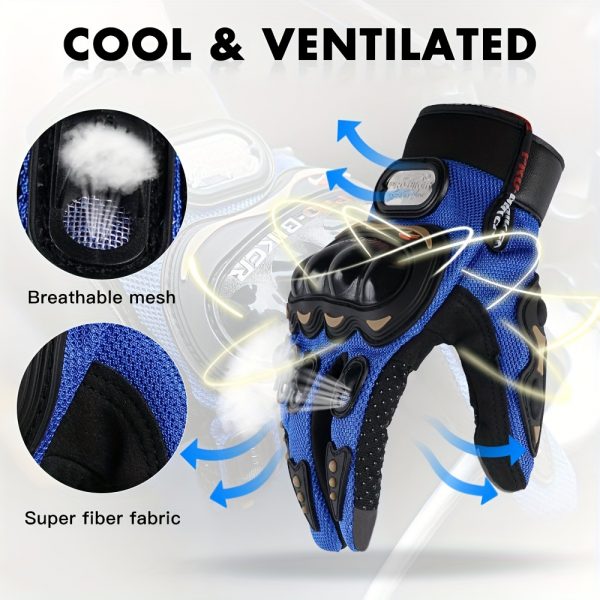 قفازات دراجات نارية بشاشة لمس قابلة للتنفس لجميع المواسم.