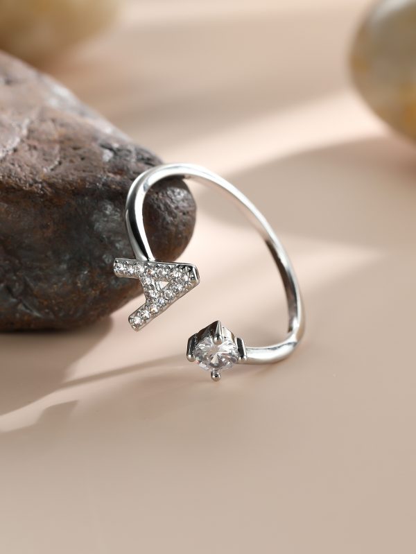 [Silvery Couple Ring] Silvery AZ Letter Ring Initials | Popular Fashion Wedding Love Couple Rings Bridesmaid Gift