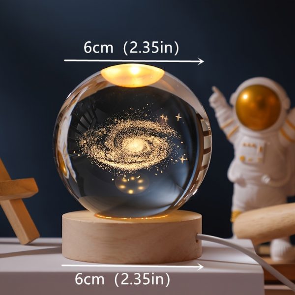 1pc USB Cable 3D Moon/Sky Crystal Ball, Wooden Base Crystal Ball, Creative Crystal Ball Night Lamp, Desktop Decor, Christmas Gift