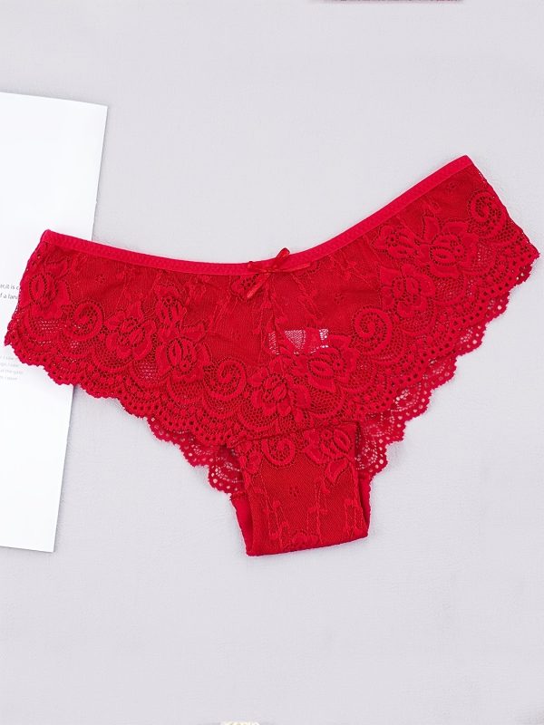 عبوة من 6 سراويل داخلية نسائية من الدانتيل بخصر منخفض