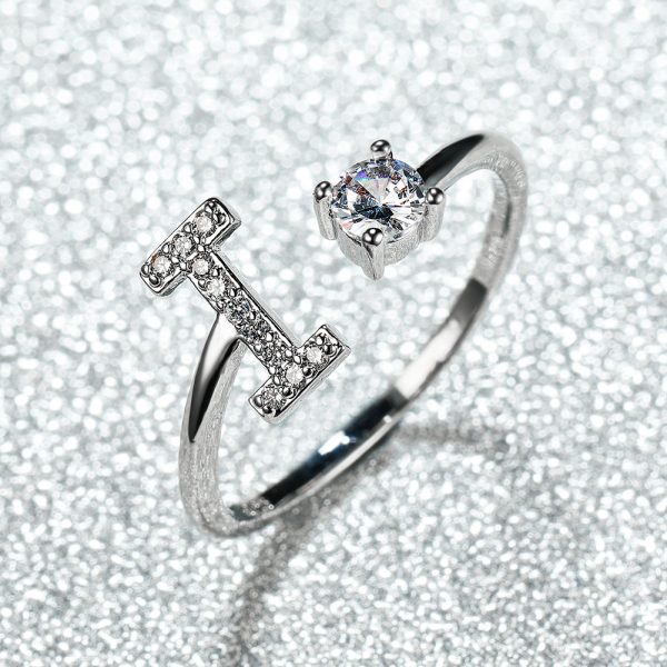 [Silvery Couple Ring] Silvery AZ Letter Ring Initials | Popular Fashion Wedding Love Couple Rings Bridesmaid Gift