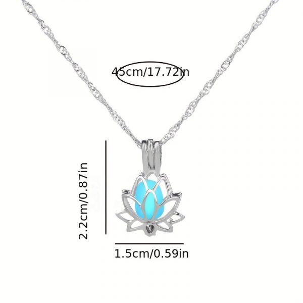 Hollow Lotus Bloom Pendant Necklace Glowing In The Dark Can Open Flower Theme Pendant Neck Chain For Women Winter Clothes Accessories For Music Festival