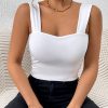 Women's Basic Solid Crop Tank Top, Casual Stretchy Sleeveless Tank Top, Casual Every Day Tops, Women's Clothing