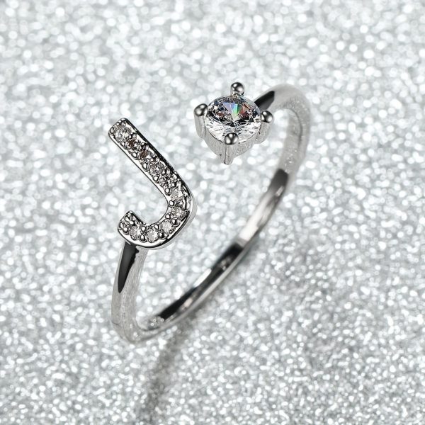 [Silvery Couple Ring] Silvery AZ Letter Ring Initials | Popular Fashion Wedding Love Couple Rings Bridesmaid Gift