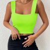 Women's Basic Solid Crop Tank Top, Casual Stretchy Sleeveless Tank Top, Casual Every Day Tops, Women's Clothing