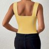 Women's Basic Solid Crop Tank Top, Casual Stretchy Sleeveless Tank Top, Casual Every Day Tops, Women's Clothing