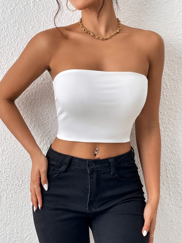 Sexy Bodycon Crop Tube Top, Solid Stretchy Tube Top, Casual Every Day Tops, Women's Clothing
