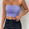 Sexy Bodycon Crop Tube Top, Solid Stretchy Tube Top, Casual Every Day Tops, Women's Clothing