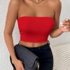 Sexy Bodycon Crop Tube Top, Solid Stretchy Tube Top, Casual Every Day Tops, Women's Clothing
