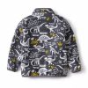 Kids Cartoon Dinosaur Print Polar Fleece Warm Stand Collar Vintage Jacket Autumn Winter