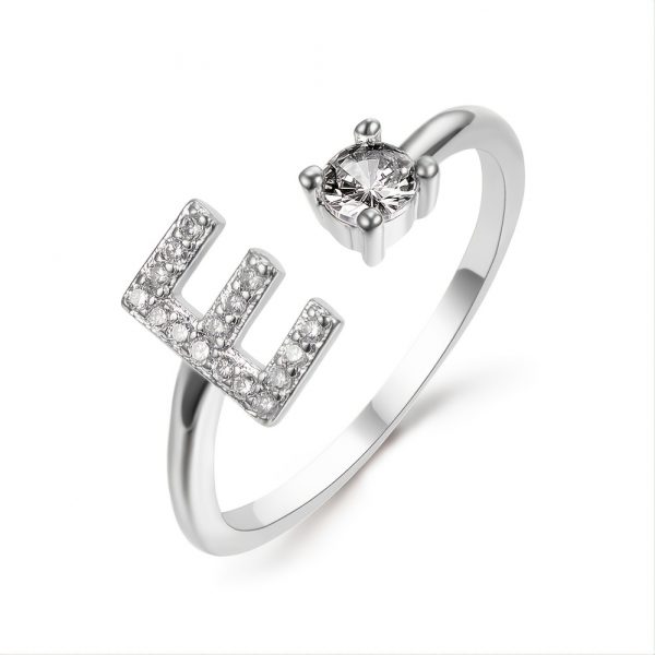 [Silvery Couple Ring] Silvery AZ Letter Ring Initials | Popular Fashion Wedding Love Couple Rings Bridesmaid Gift