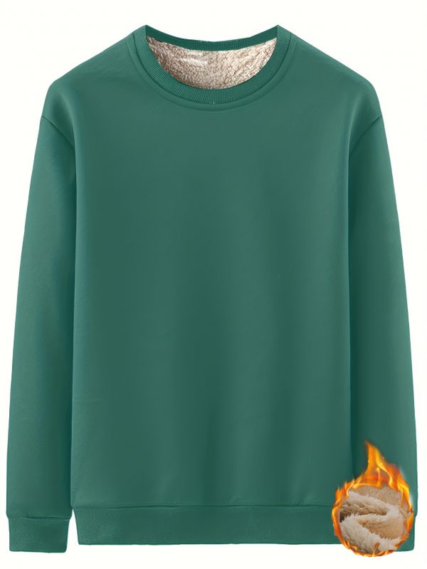 سويت شيرت كاجوال للرجال برقبة دائرية، لون سادة عصري، للخريف والشتاء