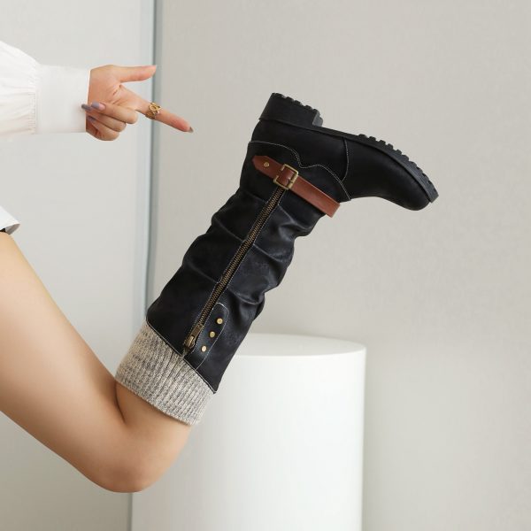 أحذية نسائية شتوية دافئة مضادة للانزلاق بمنتصف الساق