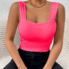 Women's Basic Solid Crop Tank Top, Casual Stretchy Sleeveless Tank Top, Casual Every Day Tops, Women's Clothing