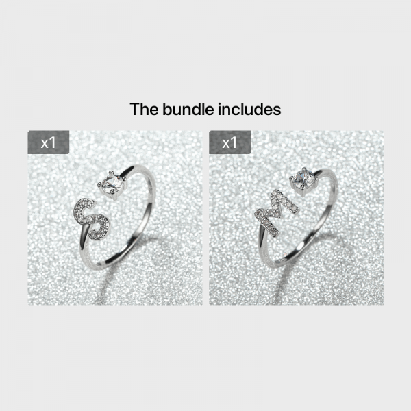 [Silvery Couple Ring] Silvery AZ Letter Ring Initials | Popular Fashion Wedding Love Couple Rings Bridesmaid Gift