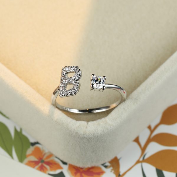 [Silvery Couple Ring] Silvery AZ Letter Ring Initials | Popular Fashion Wedding Love Couple Rings Bridesmaid Gift