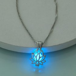 Hollow Lotus Bloom Pendant Necklace Glowing In The Dark Can Open Flower Theme Pendant Neck Chain For Women Winter Clothes Accessories For Music Festival