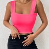 Women's Basic Solid Crop Tank Top, Casual Stretchy Sleeveless Tank Top, Casual Every Day Tops, Women's Clothing