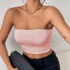 Sexy Bodycon Crop Tube Top, Solid Stretchy Tube Top, Casual Every Day Tops, Women's Clothing