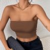 Sexy Bodycon Crop Tube Top, Solid Stretchy Tube Top, Casual Every Day Tops, Women's Clothing