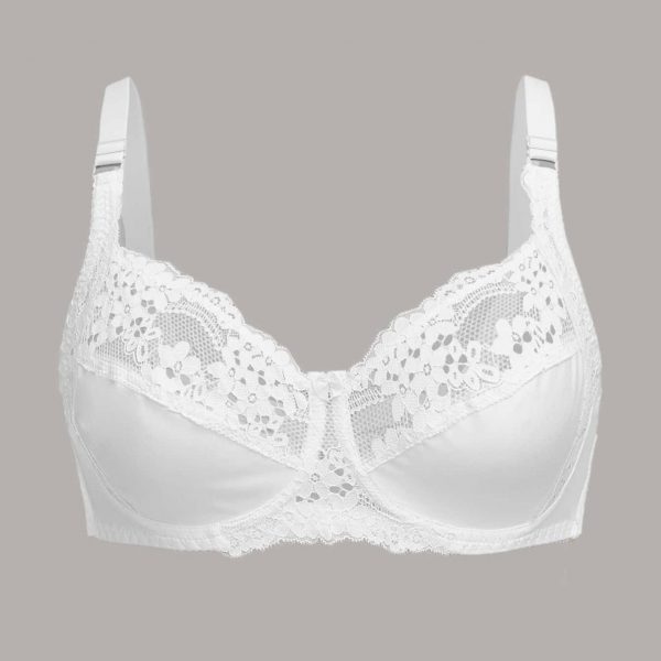Plus Size Sexy Bra, Women's Plus Comfort Floral Lace Underwire Hook & Eye Soft Bra