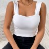 Women's Basic Solid Crop Tank Top, Casual Stretchy Sleeveless Tank Top, Casual Every Day Tops, Women's Clothing