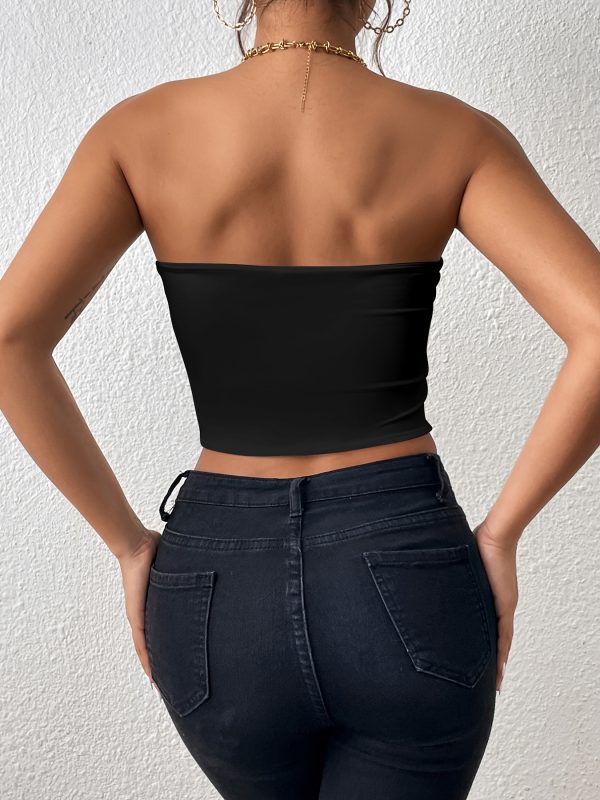 Sexy Bodycon Crop Tube Top, Solid Stretchy Tube Top, Casual Every Day Tops, Women's Clothing