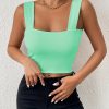 Women's Basic Solid Crop Tank Top, Casual Stretchy Sleeveless Tank Top, Casual Every Day Tops, Women's Clothing