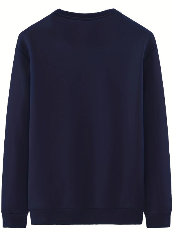 سويت شيرت كاجوال للرجال برقبة دائرية، لون سادة عصري، للخريف والشتاء