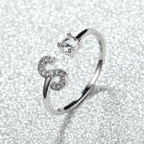 [Silvery Couple Ring] Silvery AZ Letter Ring Initials | Popular Fashion Wedding Love Couple Rings Bridesmaid Gift