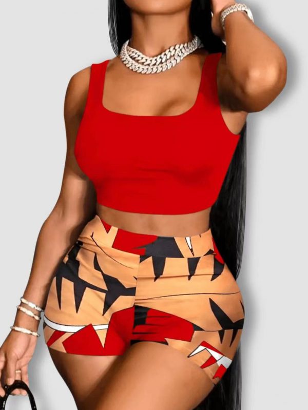 Women's Set Hawaii Beach Holiday Wind Numerical Print Tank Tops & Shorts 2 Piece Set