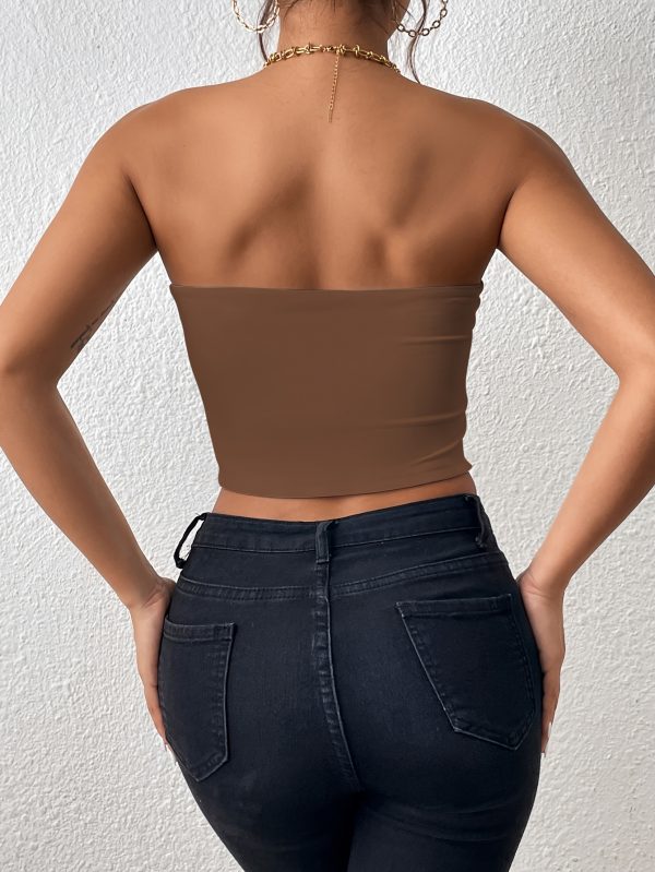 Sexy Bodycon Crop Tube Top, Solid Stretchy Tube Top, Casual Every Day Tops, Women's Clothing