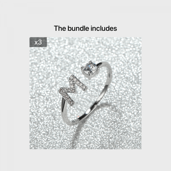 [Silvery Couple Ring] Silvery AZ Letter Ring Initials | Popular Fashion Wedding Love Couple Rings Bridesmaid Gift