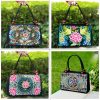 حقيبة يد مطرزة، حقيبة بسحاب مزدوج، حقيبة يد نسائية مطبوعة