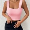 Women's Basic Solid Crop Tank Top, Casual Stretchy Sleeveless Tank Top, Casual Every Day Tops, Women's Clothing