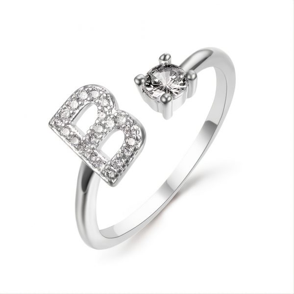 [Silvery Couple Ring] Silvery AZ Letter Ring Initials | Popular Fashion Wedding Love Couple Rings Bridesmaid Gift